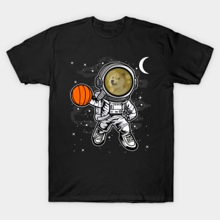 Astronaut Basketball Dogecoin DOGE Coin To The Moon Crypto Token Cryptocurrency Blockchain Wallet Birthday Gift For Men Women Kids T-Shirt